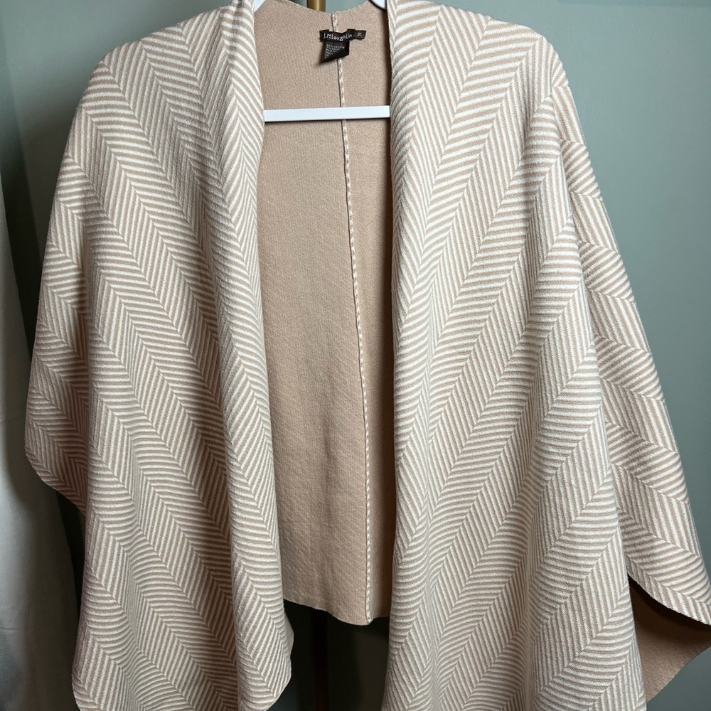 J. McLaughlin Cream Open Front Shrug with Textured Knit